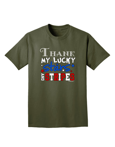 Thank My Lucky Stars and Stripes Color Adult Dark T-Shirt by TooLoud-Mens T-Shirt-TooLoud-Military-Green-Small-Davson Sales