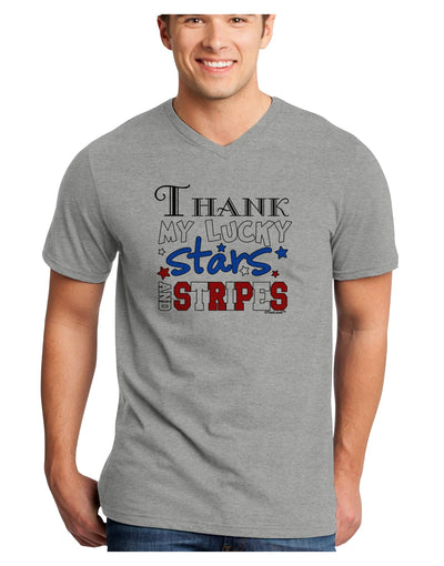 Thank My Lucky Stars and Stripes Color Adult V-Neck T-shirt by TooLoud-Mens V-Neck T-Shirt-TooLoud-HeatherGray-Small-Davson Sales