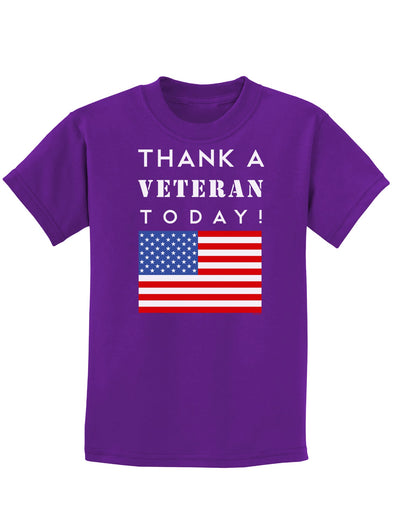 Thank a Veteran Today Childrens Dark T-Shirt-Childrens T-Shirt-TooLoud-Purple-X-Small-Davson Sales