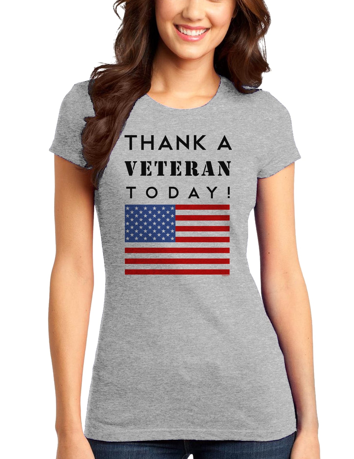 Thank a Veteran Today Juniors T-Shirt-Womens Juniors T-Shirt-TooLoud-Heather-Gray-Small-Davson Sales