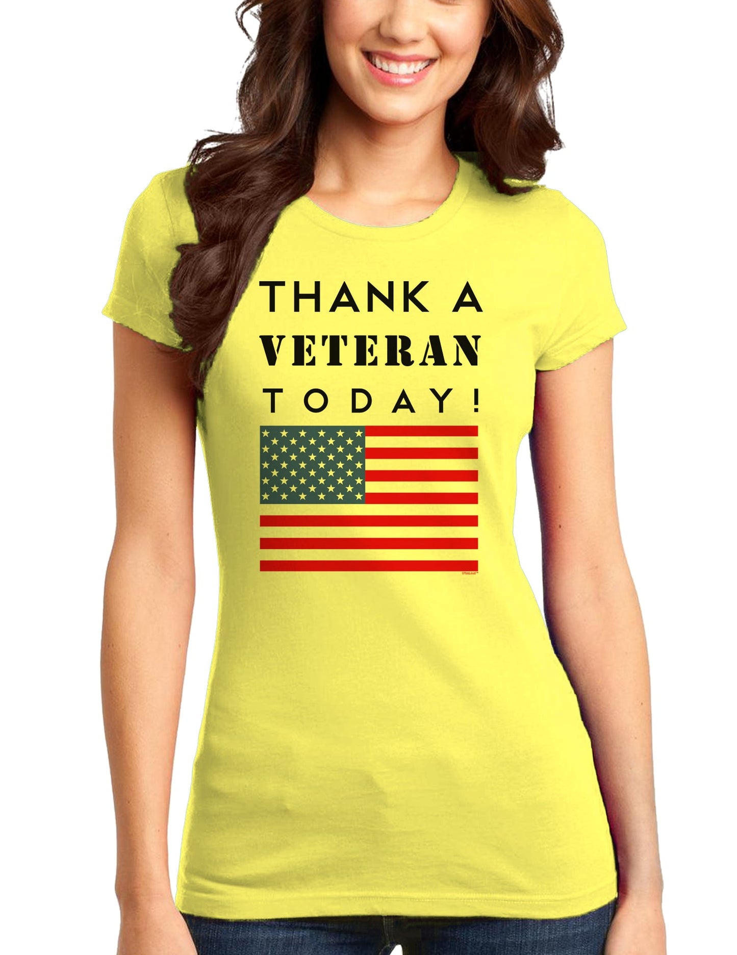 Thank a Veteran Today Juniors T-Shirt-Womens Juniors T-Shirt-TooLoud-Yellow-Small-Davson Sales