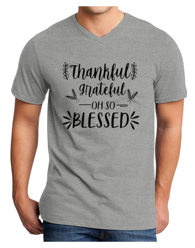 Thankful grateful oh so blessed Adult V-Neck T-shirt-Mens T-Shirt-TooLoud-HeatherGray-Small-Davson Sales