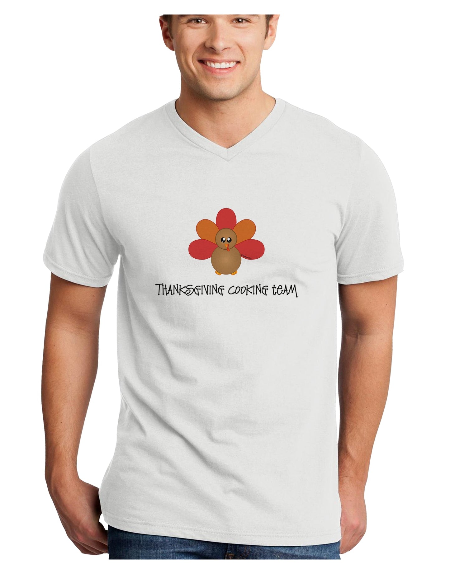 Thanksgiving Cooking Team - Turkey Adult V-Neck T-shirt by TooLoud-Mens V-Neck T-Shirt-TooLoud-White-Small-Davson Sales