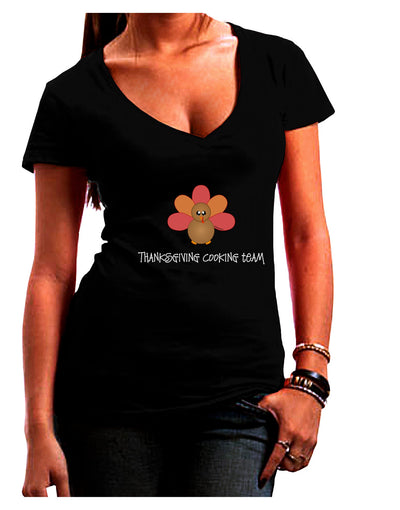 Thanksgiving Cooking Team - Turkey Juniors V-Neck Dark T-Shirt by TooLoud-Womens V-Neck T-Shirts-TooLoud-Black-Juniors Fitted Small-Davson Sales