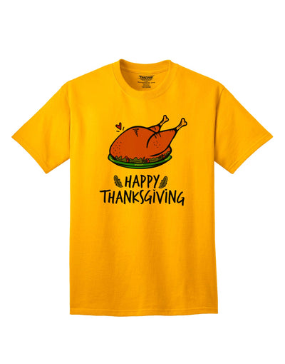 Happy Thanksgiving Adult T-Shirt Gold 4XL Tooloud