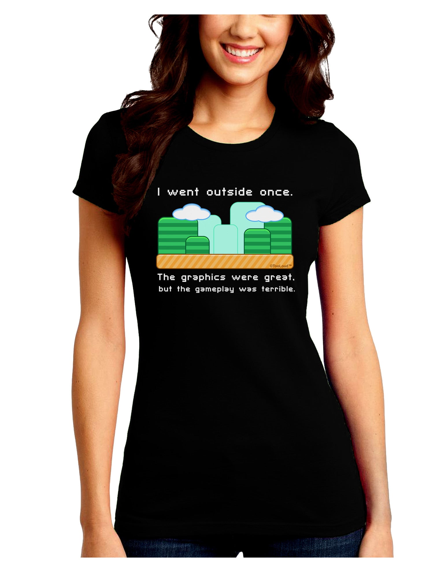 The Gameplay Was Terrible Juniors Petite Crew Dark T-Shirt-T-Shirts Juniors Tops-TooLoud-Black-Juniors Fitted Small-Davson Sales