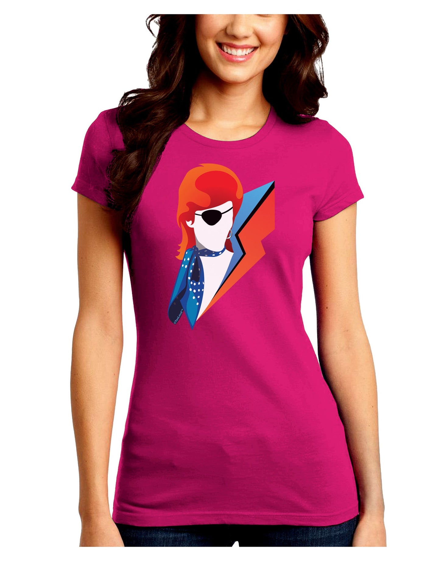 The Glam Rebel Juniors Petite Crew Dark T-Shirt-T-Shirts Juniors Tops-TooLoud-Hot-Pink-Juniors Fitted Small-Davson Sales