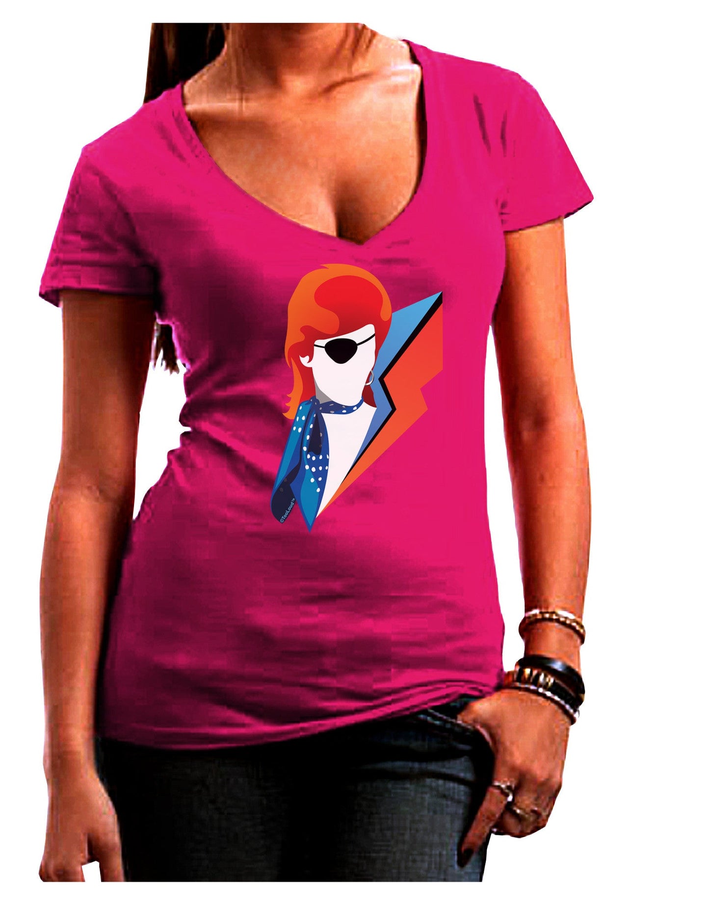 The Glam Rebel Womens V-Neck Dark T-Shirt-Womens V-Neck T-Shirts-TooLoud-Hot-Pink-Juniors Fitted Small-Davson Sales