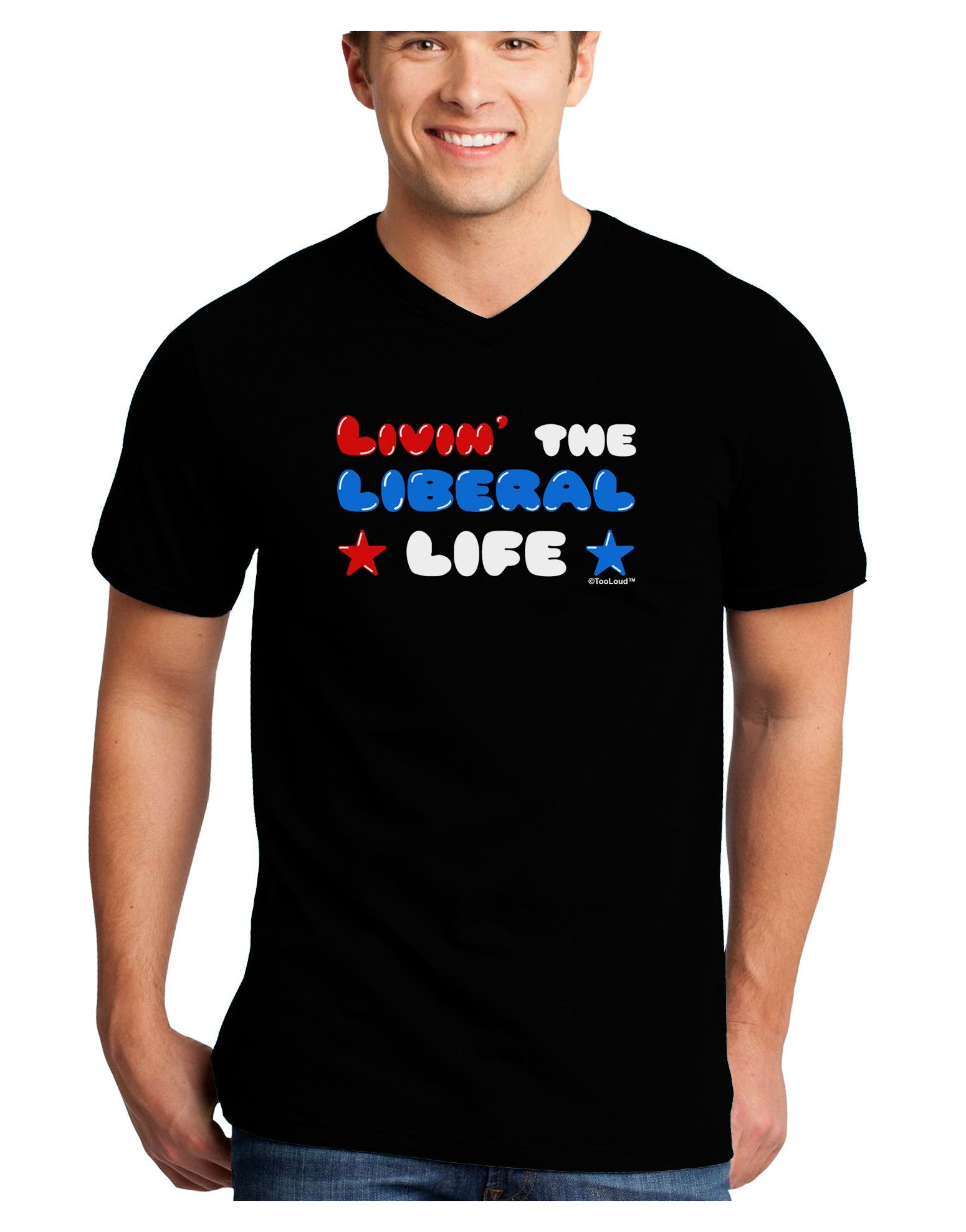 The Liberal Life Adult Dark V-Neck T-Shirt-TooLoud-Black-Small-Davson Sales