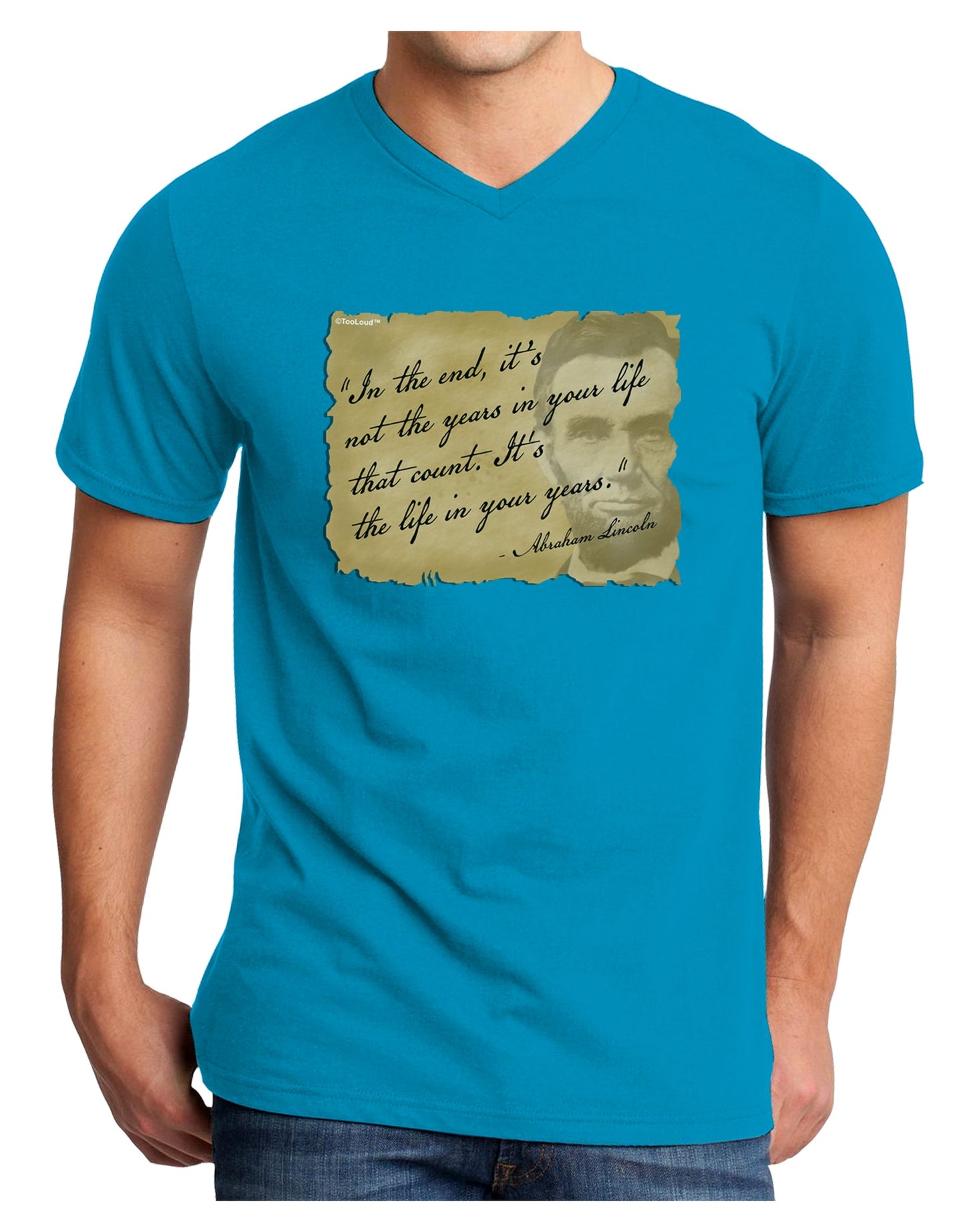 The Life In Your Years Lincoln Adult Dark V-Neck T-Shirt by TooLoud-Mens V-Neck T-Shirt-TooLoud-Turquoise-Small-Davson Sales