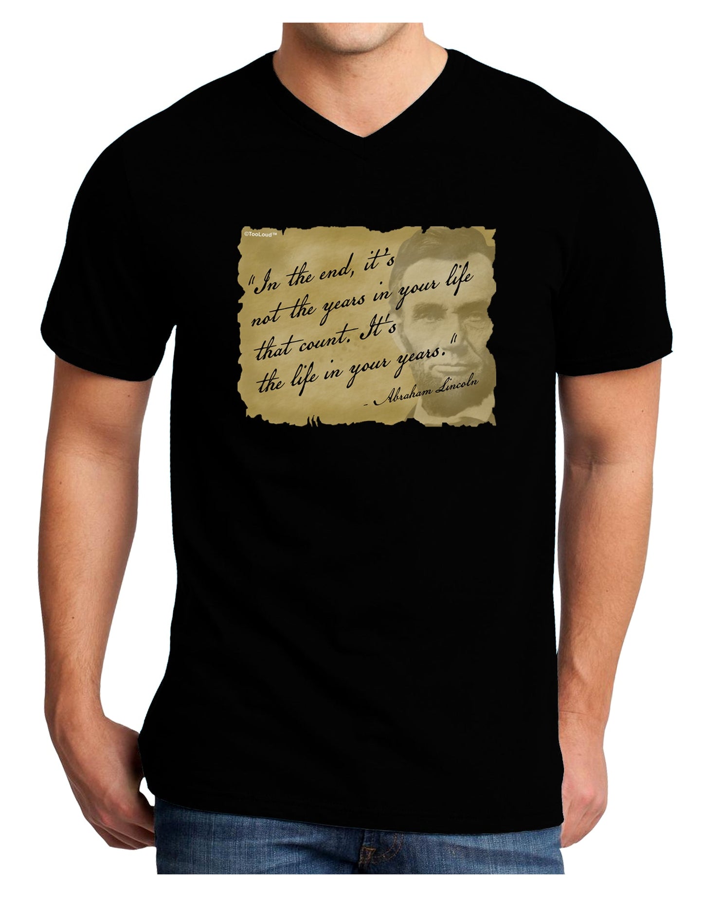 The Life In Your Years Lincoln Adult Dark V-Neck T-Shirt by TooLoud-Mens V-Neck T-Shirt-TooLoud-Black-Small-Davson Sales