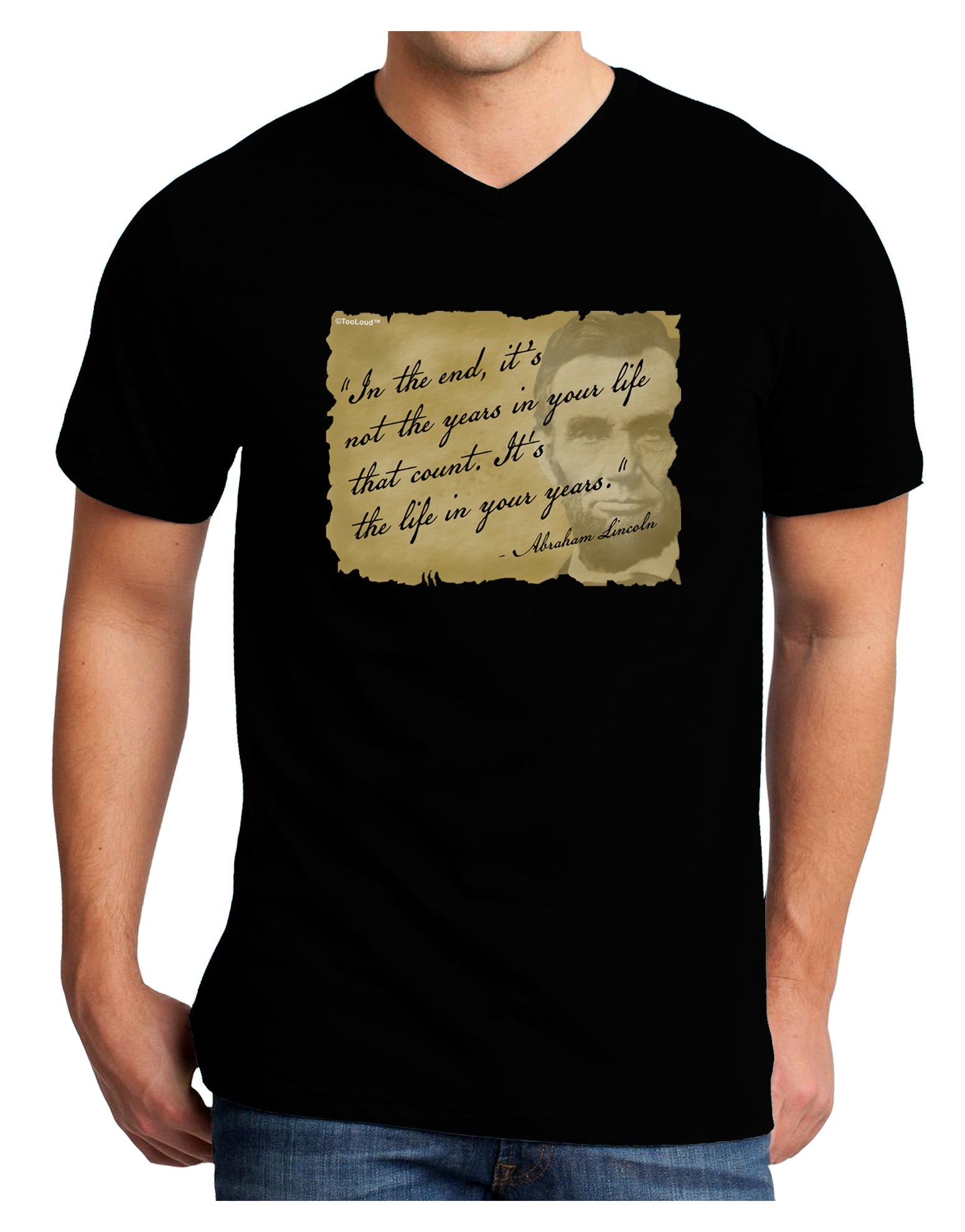 The Life In Your Years Lincoln Adult Dark V-Neck T-Shirt by TooLoud-Mens V-Neck T-Shirt-TooLoud-Black-Small-Davson Sales