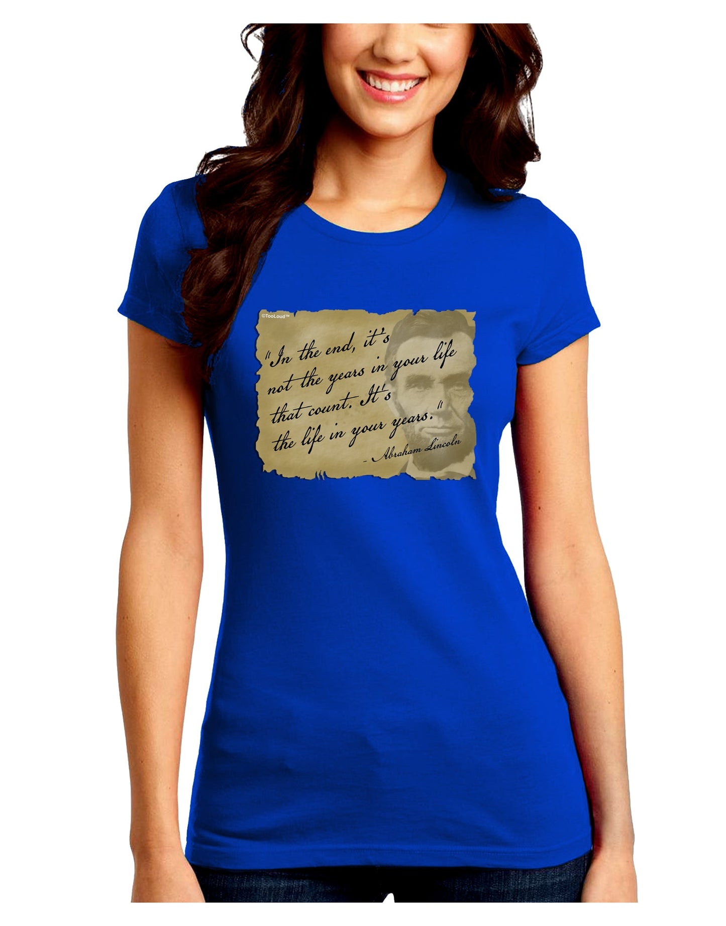 The Life In Your Years Lincoln Juniors Petite Crew Dark T-Shirt by TooLoud-T-Shirts Juniors Tops-TooLoud-Royal-Blue-Juniors Fitted Small-Davson Sales
