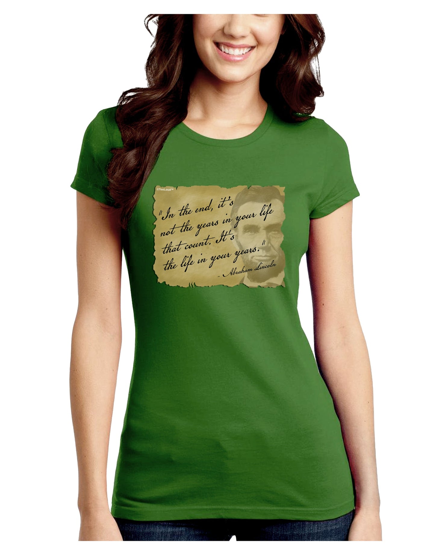 The Life In Your Years Lincoln Juniors Petite Crew Dark T-Shirt by TooLoud-T-Shirts Juniors Tops-TooLoud-Kiwi-Green-Juniors Fitted X-Small-Davson Sales