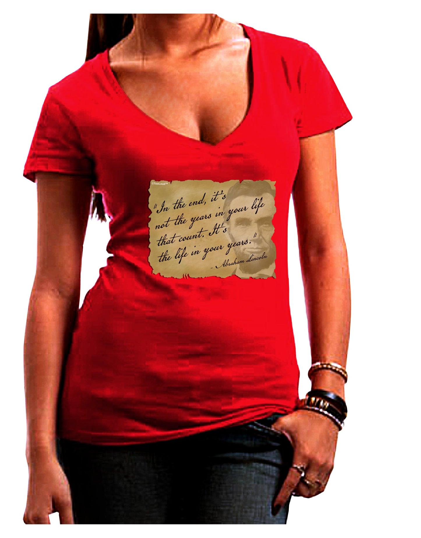 The Life In Your Years Lincoln Womens V-Neck Dark T-Shirt by TooLoud-Womens V-Neck T-Shirts-TooLoud-Red-Juniors Fitted Small-Davson Sales