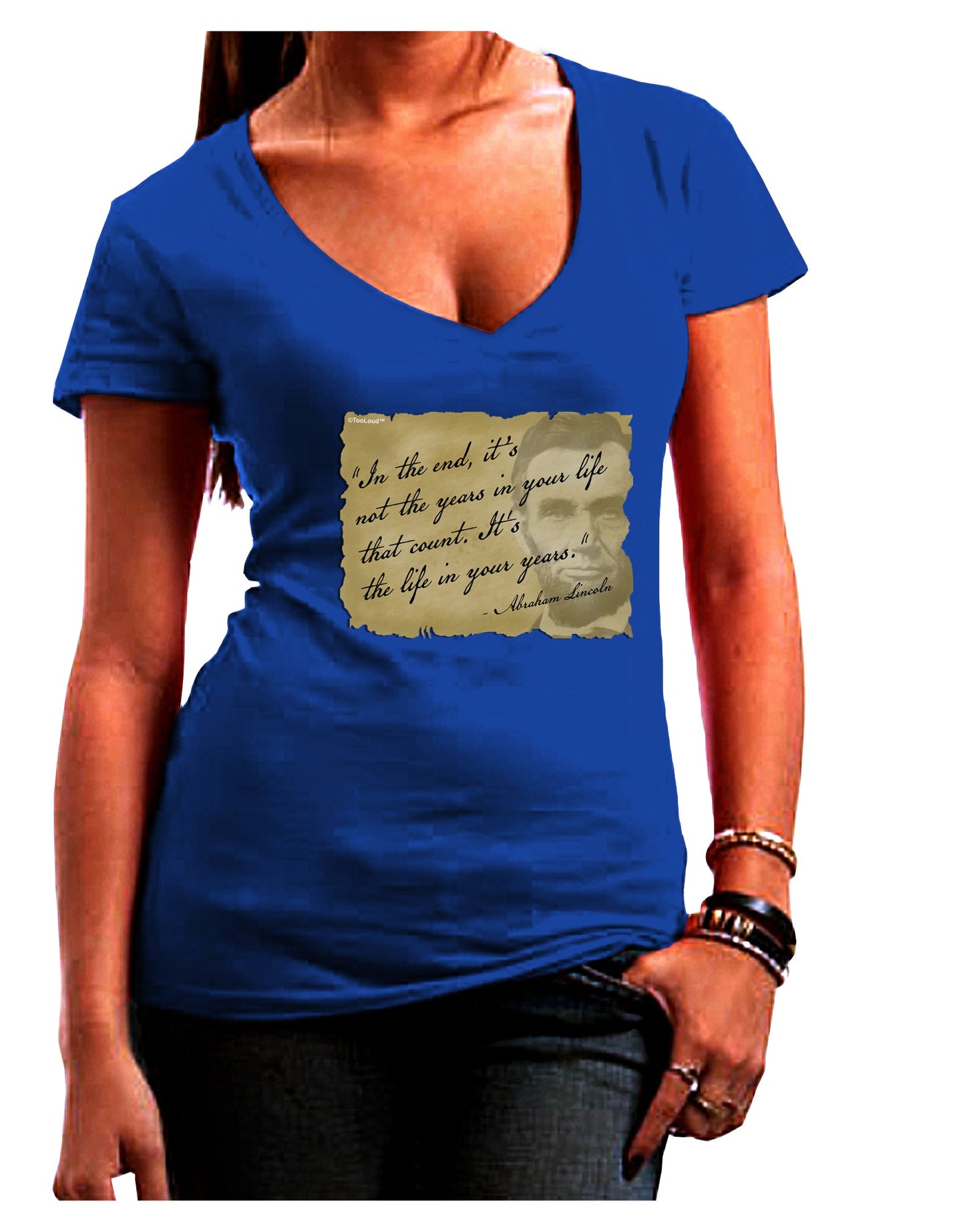 The Life In Your Years Lincoln Womens V-Neck Dark T-Shirt by TooLoud-Womens V-Neck T-Shirts-TooLoud-Royal-Blue-Juniors Fitted Small-Davson Sales