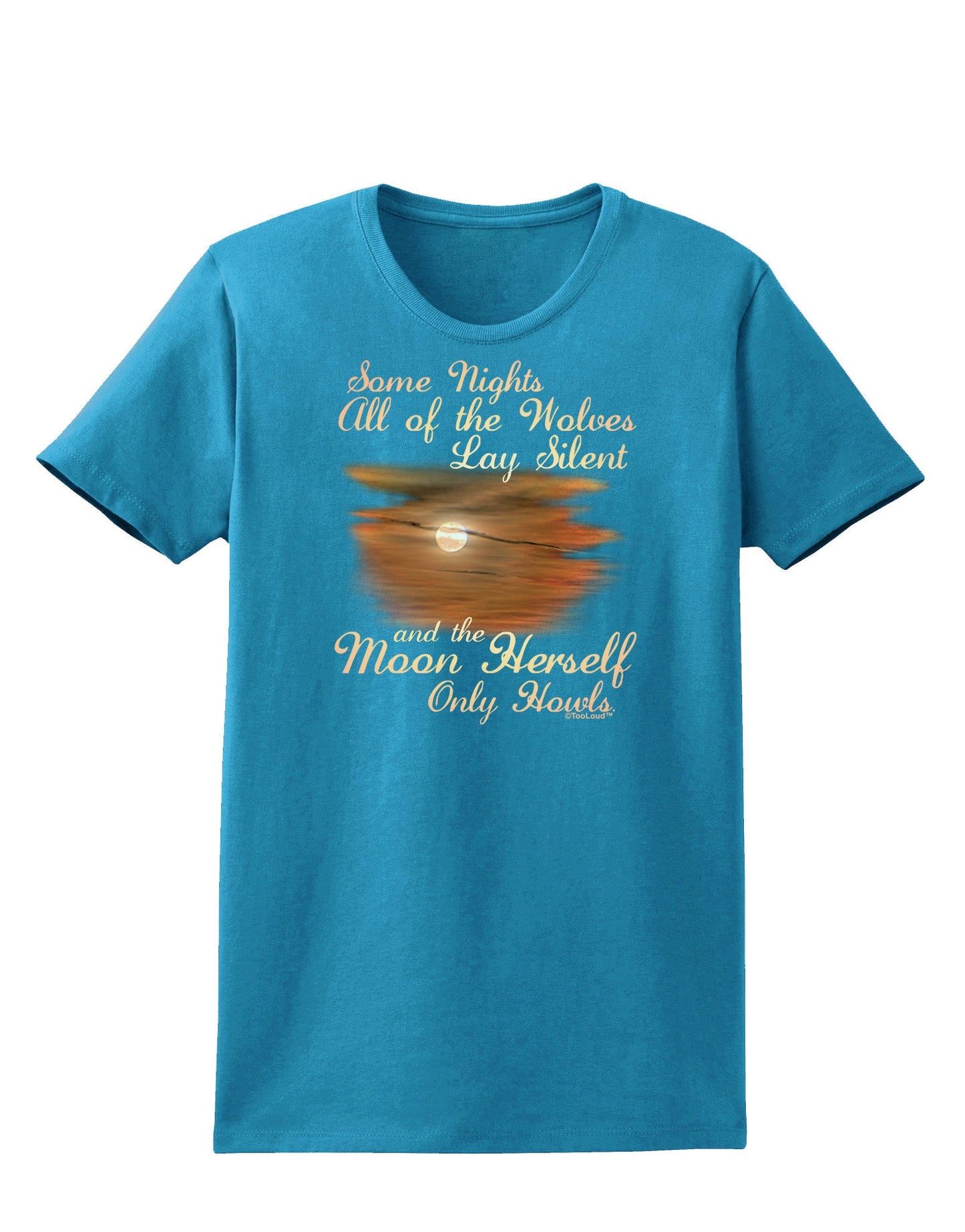 The Moon Herself Howls Womens Dark T-Shirt-TooLoud-Turquoise-X-Small-Davson Sales