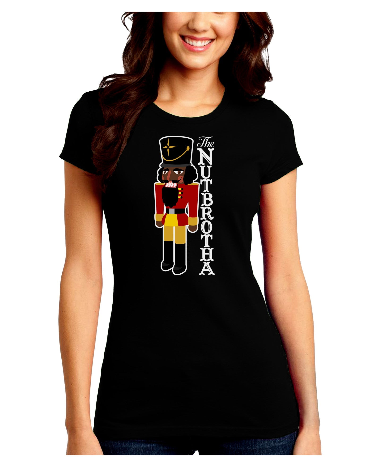 The Nutbrotha - Black Nutcracker Juniors Petite Crew Dark T-Shirt-T-Shirts Juniors Tops-TooLoud-Black-Juniors Fitted Small-Davson Sales