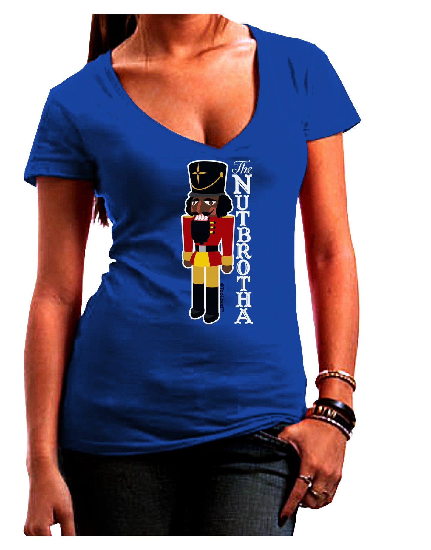 The Nutbrotha - Black Nutcracker Womens V-Neck Dark T-Shirt-Womens V-Neck T-Shirts-TooLoud-Royal-Blue-Juniors Fitted Small-Davson Sales