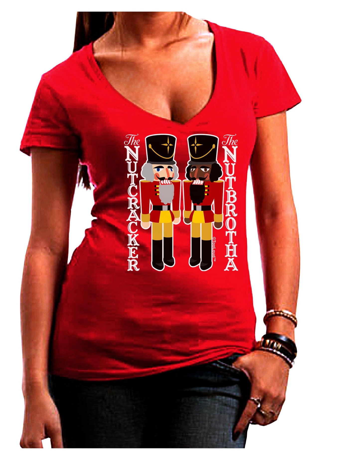 The Nutcracker and Nutbrotha Womens V-Neck Dark T-Shirt-Womens V-Neck T-Shirts-TooLoud-Red-Juniors Fitted Small-Davson Sales