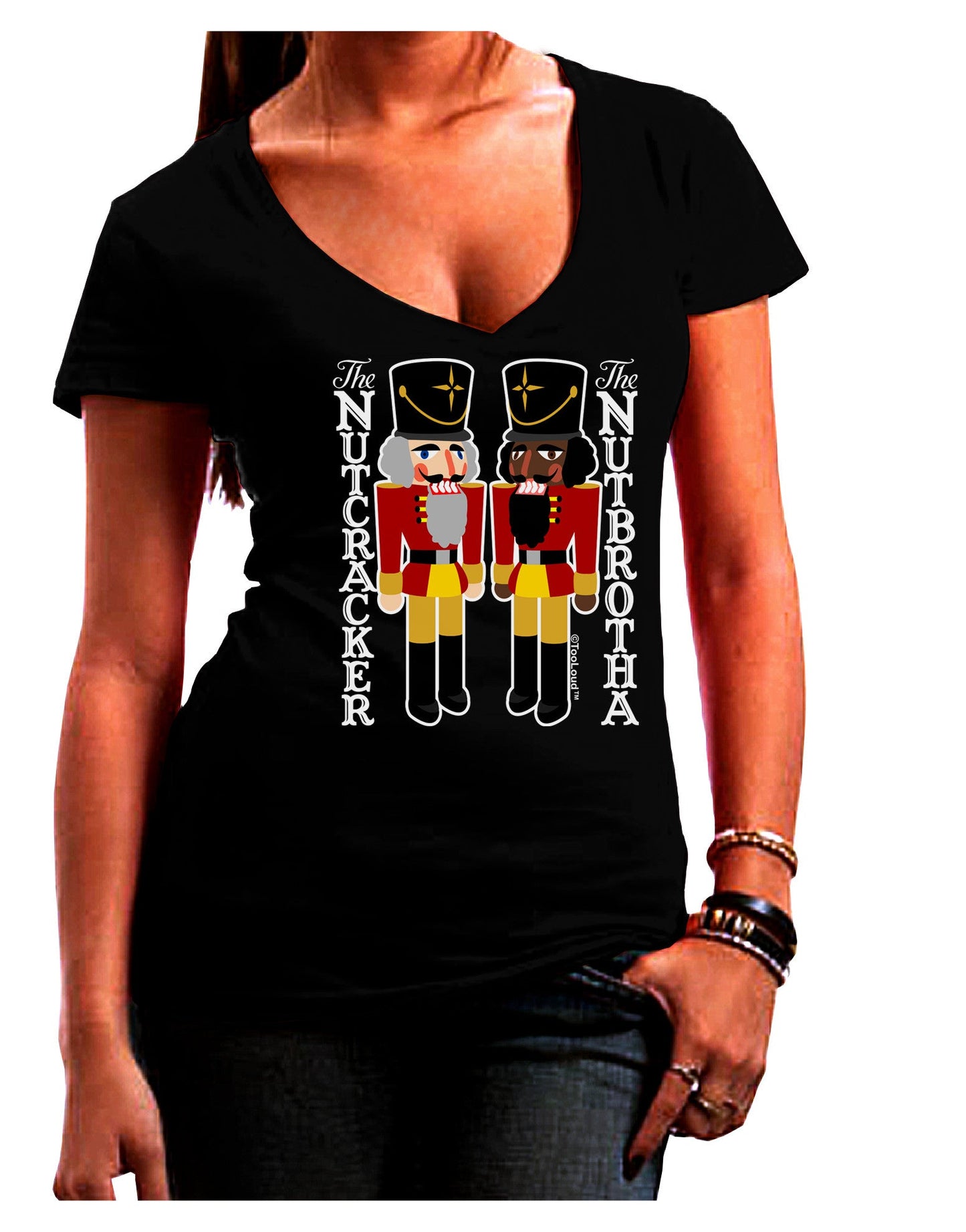 The Nutcracker and Nutbrotha Womens V-Neck Dark T-Shirt-Womens V-Neck T-Shirts-TooLoud-Black-Juniors Fitted Small-Davson Sales