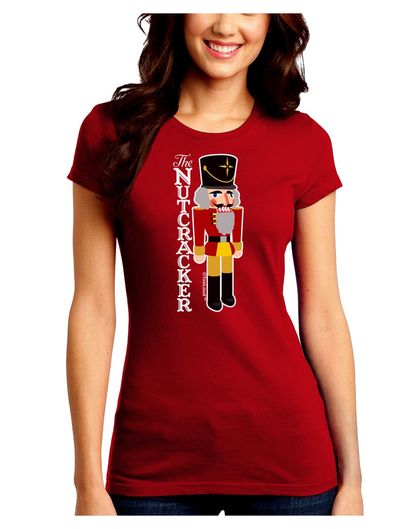 The Nutcracker with Text Juniors Petite Crew Dark T-Shirt-T-Shirts Juniors Tops-TooLoud-Red-Juniors Fitted Small-Davson Sales