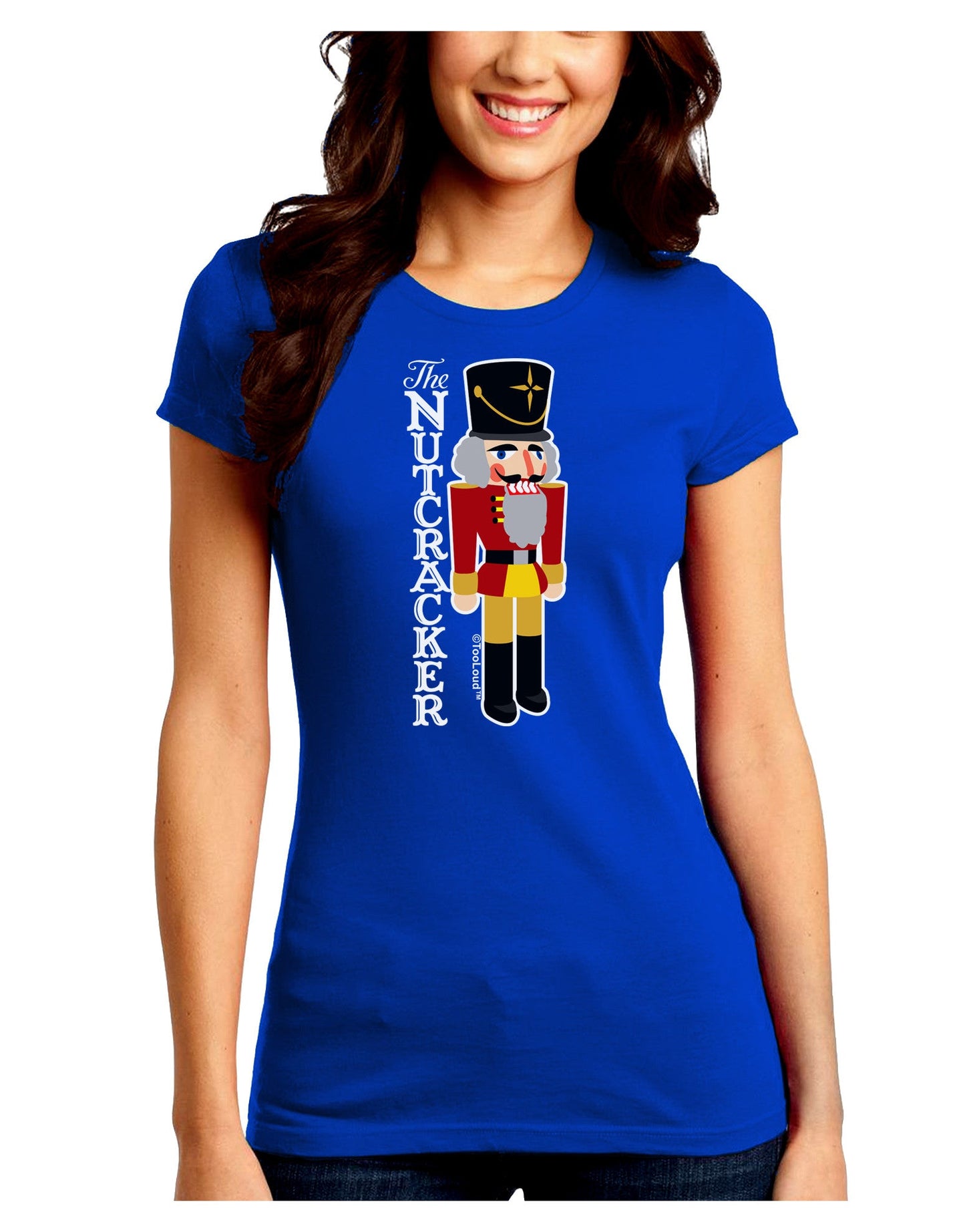 The Nutcracker with Text Juniors Petite Crew Dark T-Shirt-T-Shirts Juniors Tops-TooLoud-Royal-Blue-Juniors Fitted Small-Davson Sales