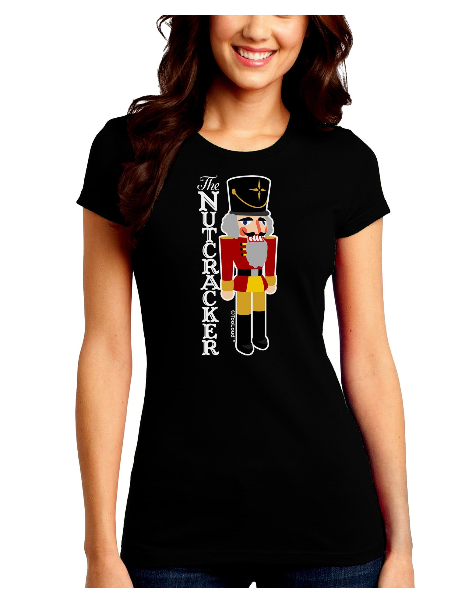 The Nutcracker with Text Juniors Petite Crew Dark T-Shirt-T-Shirts Juniors Tops-TooLoud-Black-Juniors Fitted Small-Davson Sales