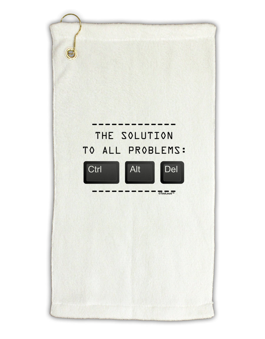 The Solution - Ctrl Alt Del Micro Terry Gromet Golf Towel 16 x 25 inch-Golf Towel-TooLoud-White-Davson Sales