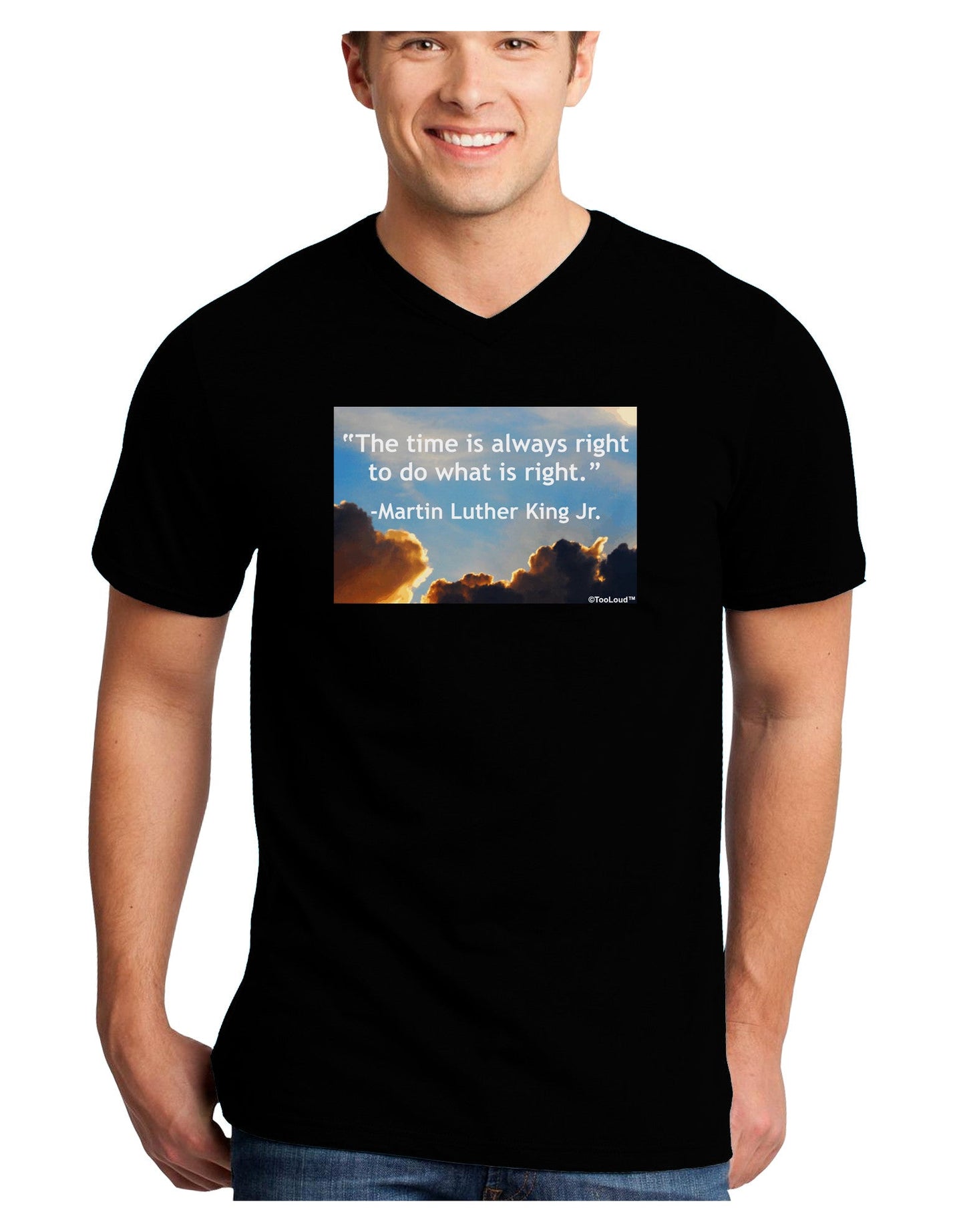 The Time Is Always Right Adult Dark V-Neck T-Shirt-TooLoud-Black-Small-Davson Sales