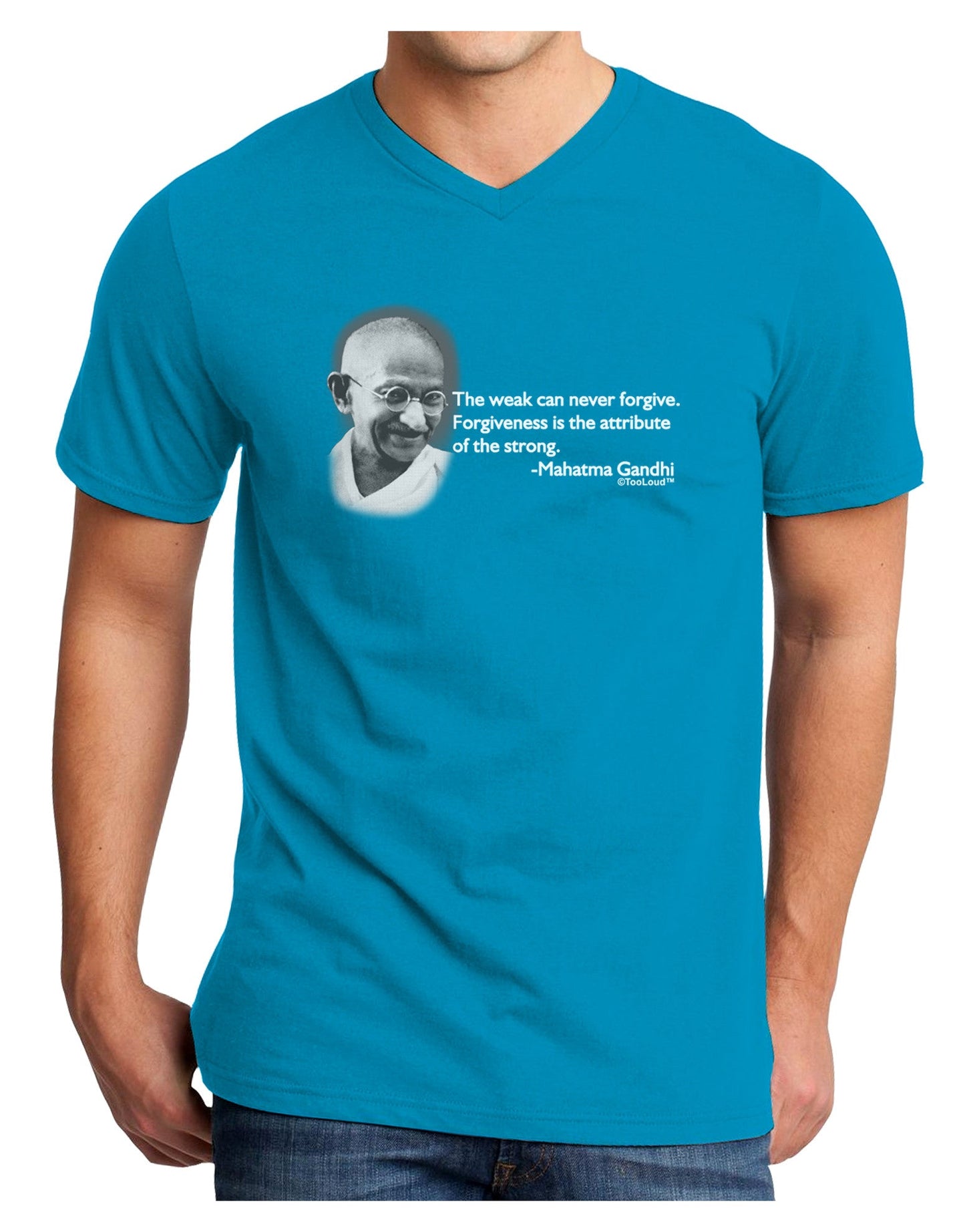 The Weak Can Never Forgive Adult Dark V-Neck T-Shirt-Mens V-Neck T-Shirt-TooLoud-Turquoise-Small-Davson Sales