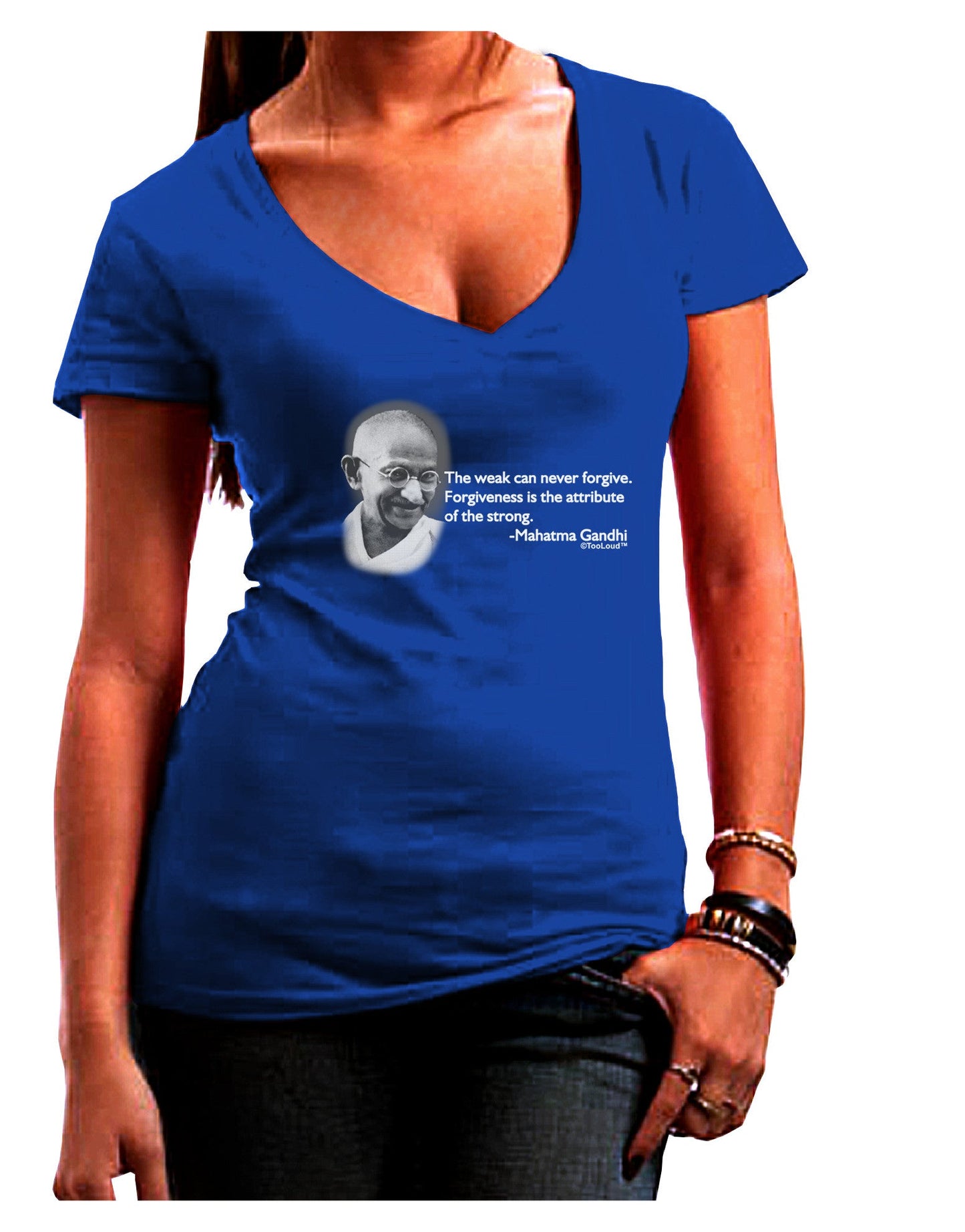 The Weak Can Never Forgive Womens V-Neck Dark T-Shirt-Womens V-Neck T-Shirts-TooLoud-Royal-Blue-Juniors Fitted Small-Davson Sales