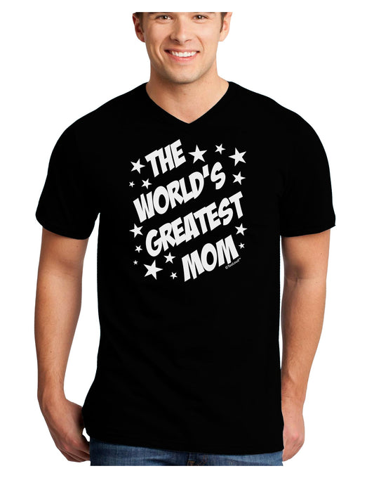 The World's Greatest Mom - Superhero Style Adult Dark V-Neck T-Shirt by TooLoud-Mens V-Neck T-Shirt-TooLoud-Black-Small-Davson Sales