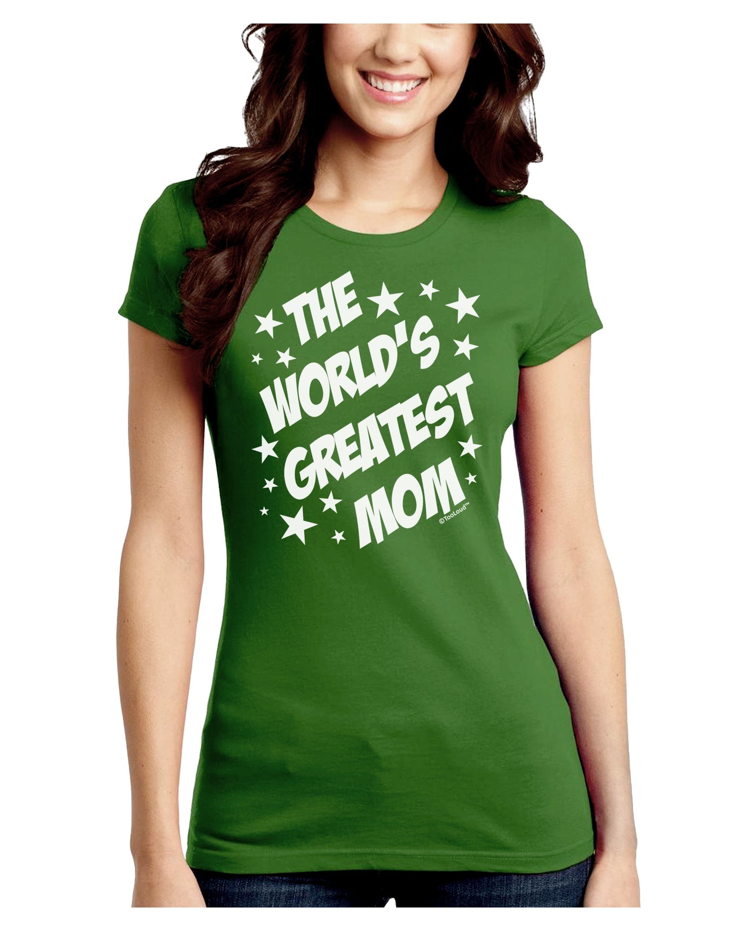 The World's Greatest Mom - Superhero Style Juniors Crew Dark T-Shirt by TooLoud-T-Shirts Juniors Tops-TooLoud-Kiwi-Green-Juniors Fitted X-Small-Davson Sales