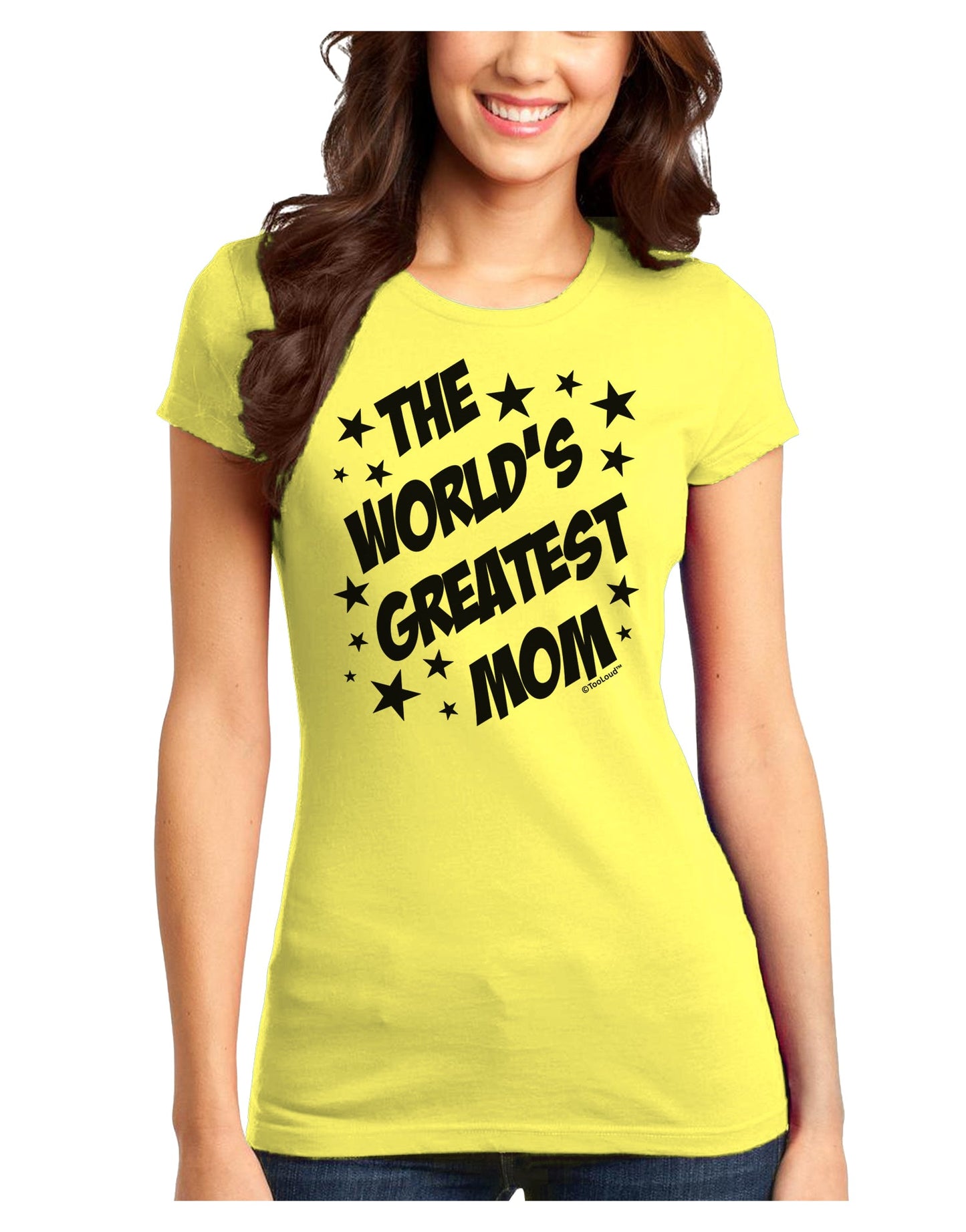 The World's Greatest Mom - Superhero Style Juniors T-Shirt by TooLoud-Womens Juniors T-Shirt-TooLoud-Yellow-Juniors Fitted X-Small-Davson Sales