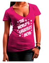 The World's Greatest Mom - Superhero Style Juniors V-Neck Dark T-Shirt by TooLoud-Womens V-Neck T-Shirts-TooLoud-Hot-Pink-Juniors Fitted Small-Davson Sales