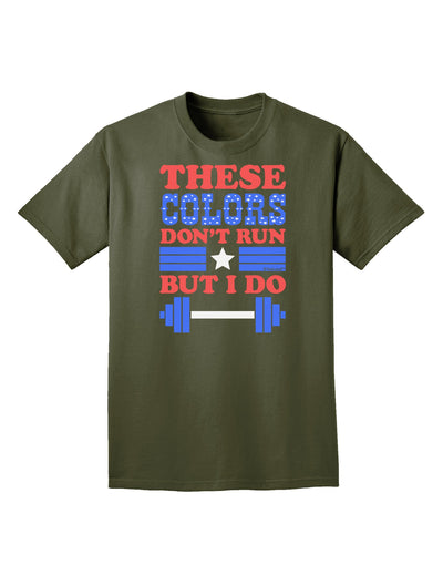 These Colors Don't Run But I Do - Patriotic Workout Adult Dark T-Shirt-Mens T-Shirt-TooLoud-Military-Green-Small-Davson Sales