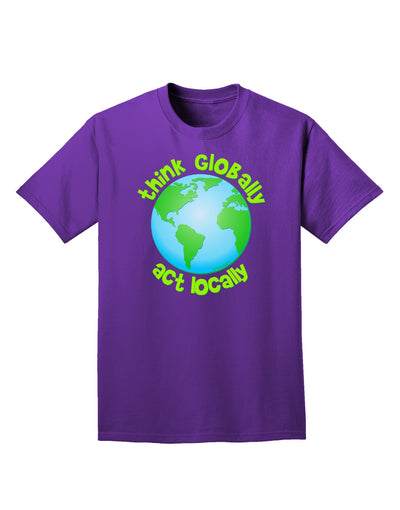 Think Globally Act Locally - Globe Adult Dark T-Shirt-Mens T-Shirt-TooLoud-Purple-Small-Davson Sales