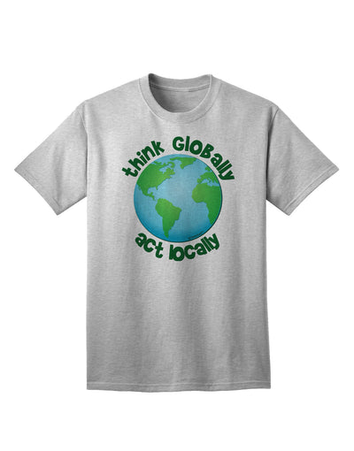 Think Globally Act Locally - Globe Adult T-Shirt-Mens T-Shirt-TooLoud-AshGray-Small-Davson Sales