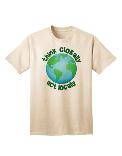 Think Globally Act Locally - Globe Adult T-Shirt-Mens T-Shirt-TooLoud-Natural-Small-Davson Sales