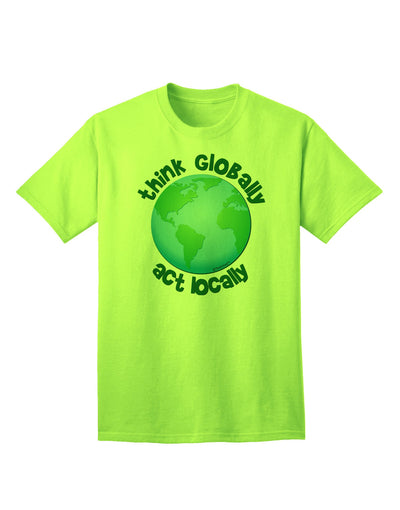 Think Globally Act Locally - Globe Adult T-Shirt-Mens T-Shirt-TooLoud-Neon-Green-Small-Davson Sales