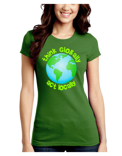 Think Globally Act Locally - Globe Juniors Crew Dark T-Shirt-T-Shirts Juniors Tops-TooLoud-Kiwi-Green-Juniors Fitted Small-Davson Sales