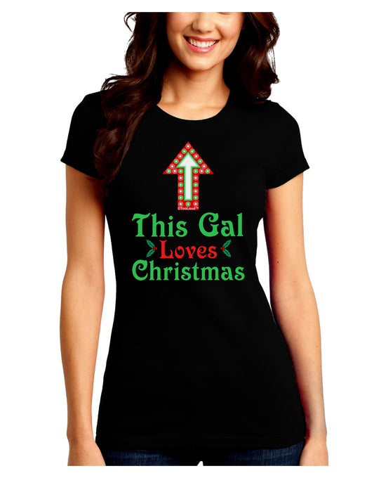 This Gal Loves Christmas Cute Juniors Crew Dark T-Shirt-T-Shirts Juniors Tops-TooLoud-Black-Juniors Fitted Small-Davson Sales