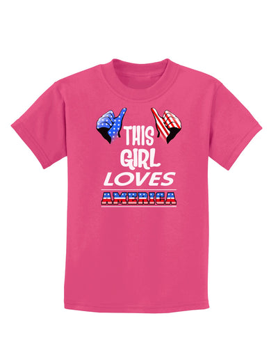 This Girl Loves America Childrens Dark T-Shirt-Childrens T-Shirt-TooLoud-Sangria-X-Small-Davson Sales