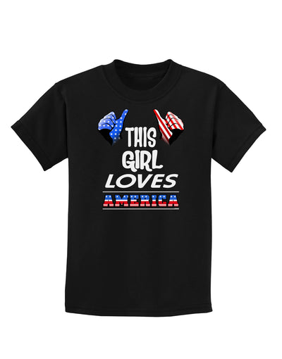 This Girl Loves America Childrens Dark T-Shirt-Childrens T-Shirt-TooLoud-Black-X-Small-Davson Sales