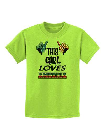 This Girl Loves America Childrens T-Shirt-Childrens T-Shirt-TooLoud-Lime-Green-X-Small-Davson Sales