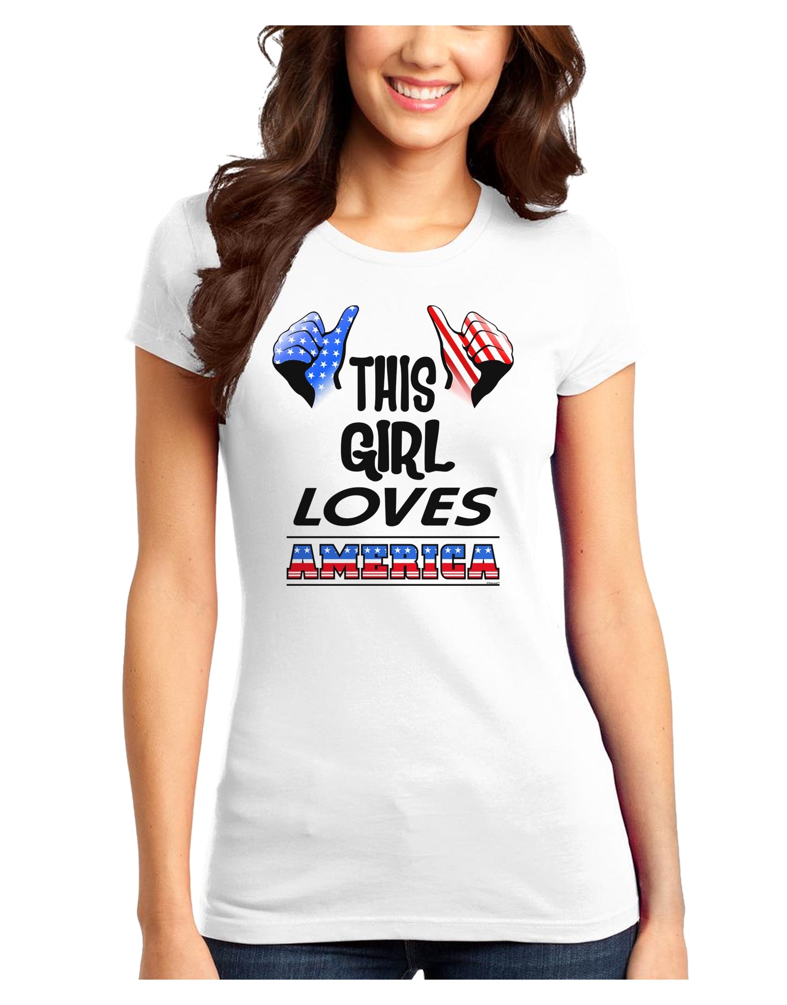 This Girl Loves America Juniors T-Shirt-Womens Juniors T-Shirt-TooLoud-White-Juniors Fitted XS-Davson Sales