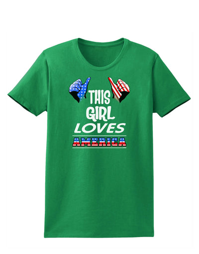 This Girl Loves America Womens Dark T-Shirt-TooLoud-Kelly-Green-X-Small-Davson Sales