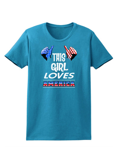 This Girl Loves America Womens Dark T-Shirt-TooLoud-Turquoise-X-Small-Davson Sales