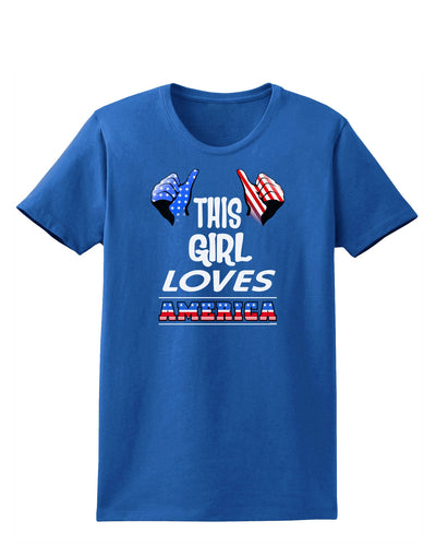 This Girl Loves America Womens Dark T-Shirt-TooLoud-Royal-Blue-X-Small-Davson Sales